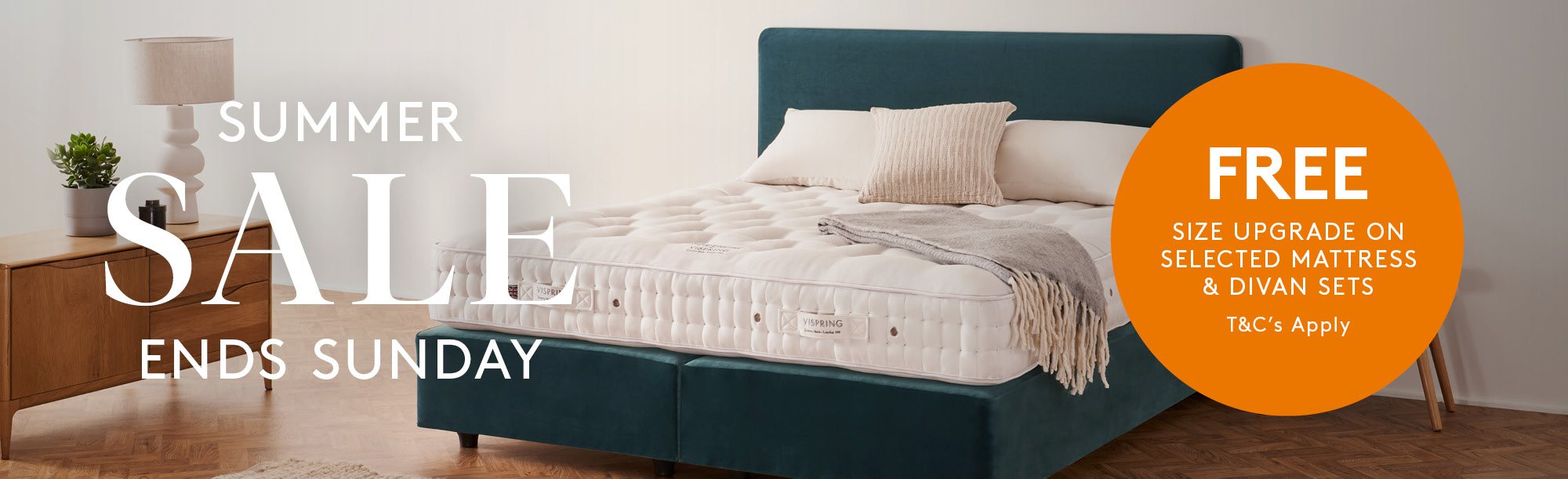 And So To Bed Summer Sale Offer Free Size Upgrade On Selected Vispring Mattress and Divan Sets