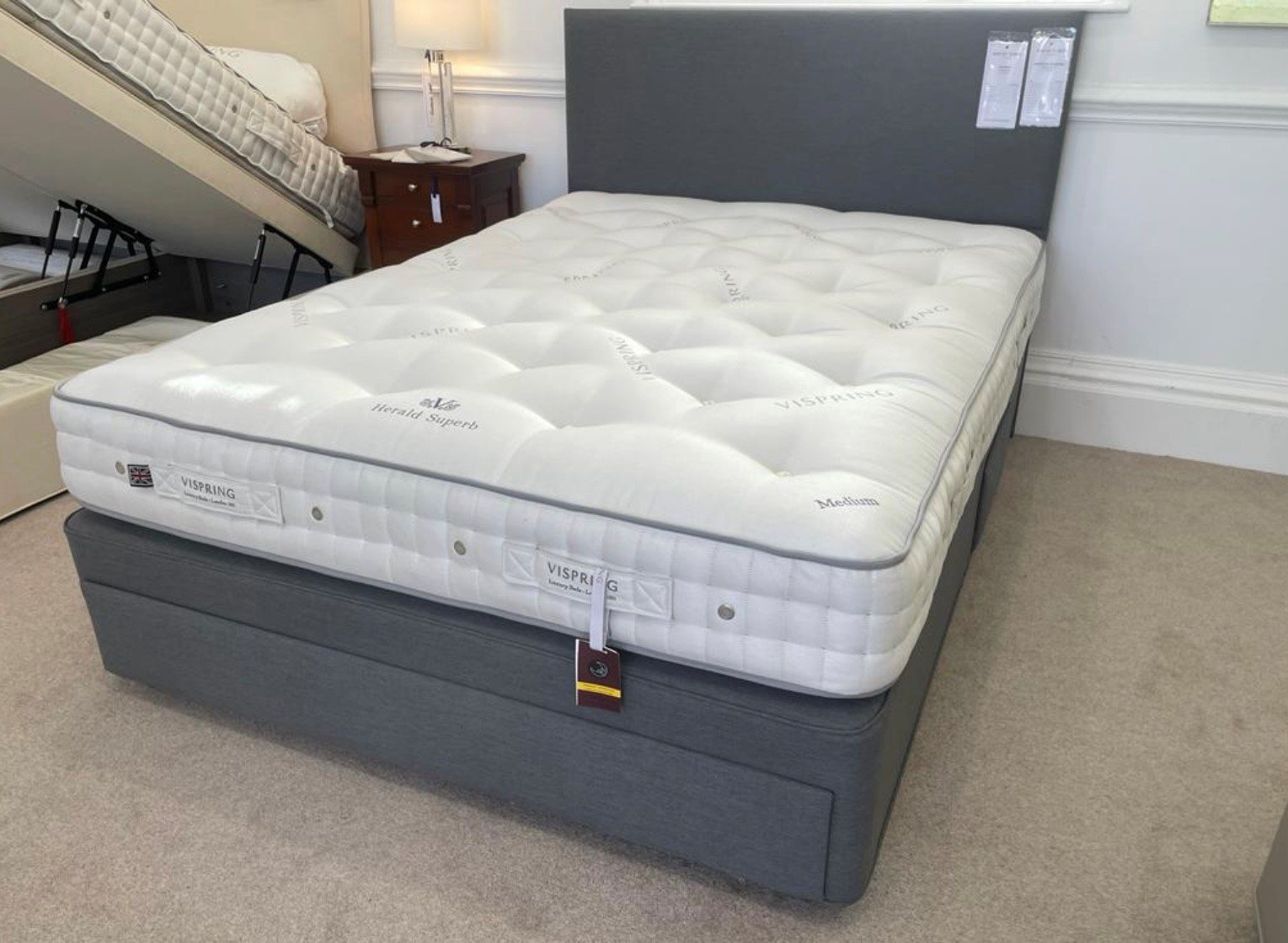 Vispring Herald Superb King size Drawer Divan set with Muses Headboard ...