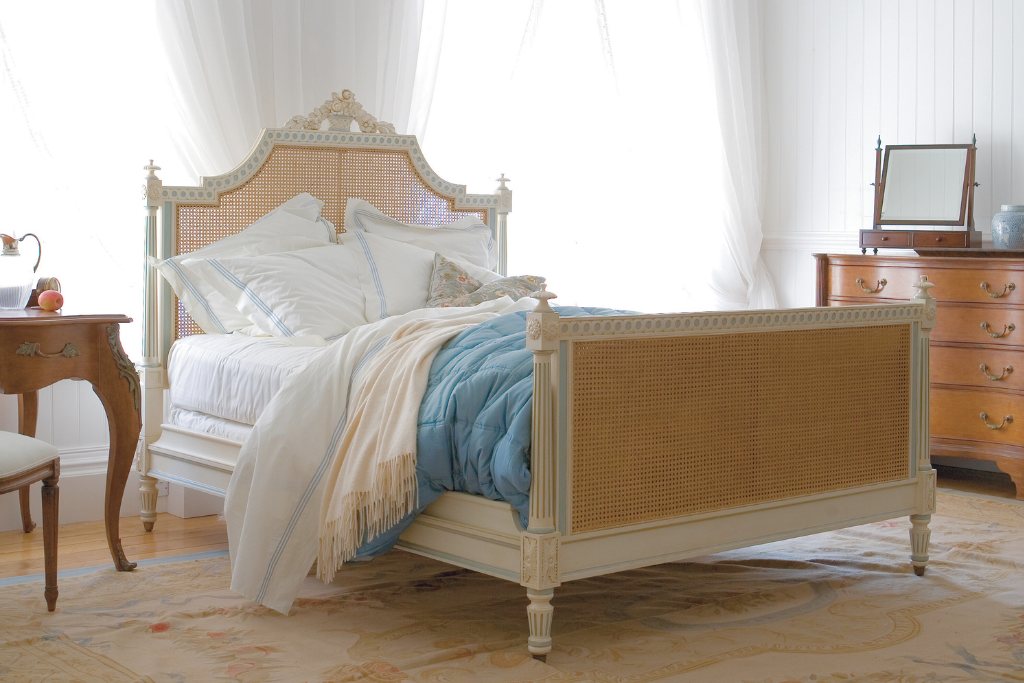 Juliet Painted Caned Bed Buttermilk Blue