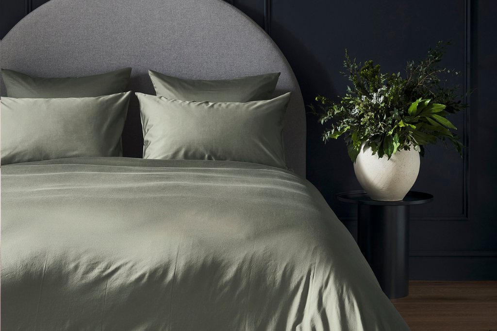 Bedfolk Luxe Cotton Duvet Cover Single 135 X 200cm 3ft Moss