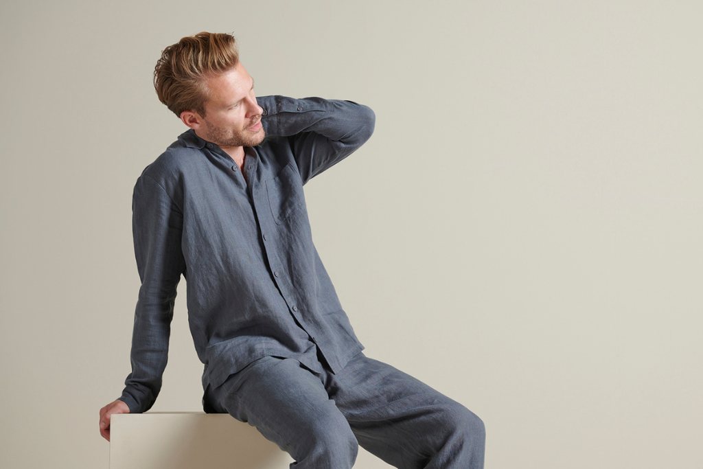 Bedfolk Men s Linen Pyjama Shirt