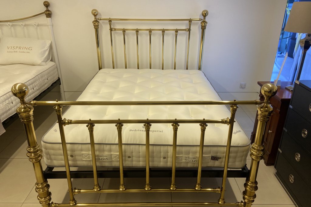 Hardy King Size Brass Bedstead With Slats And A Vispring Bedstead Imperial Mattress Ex Display