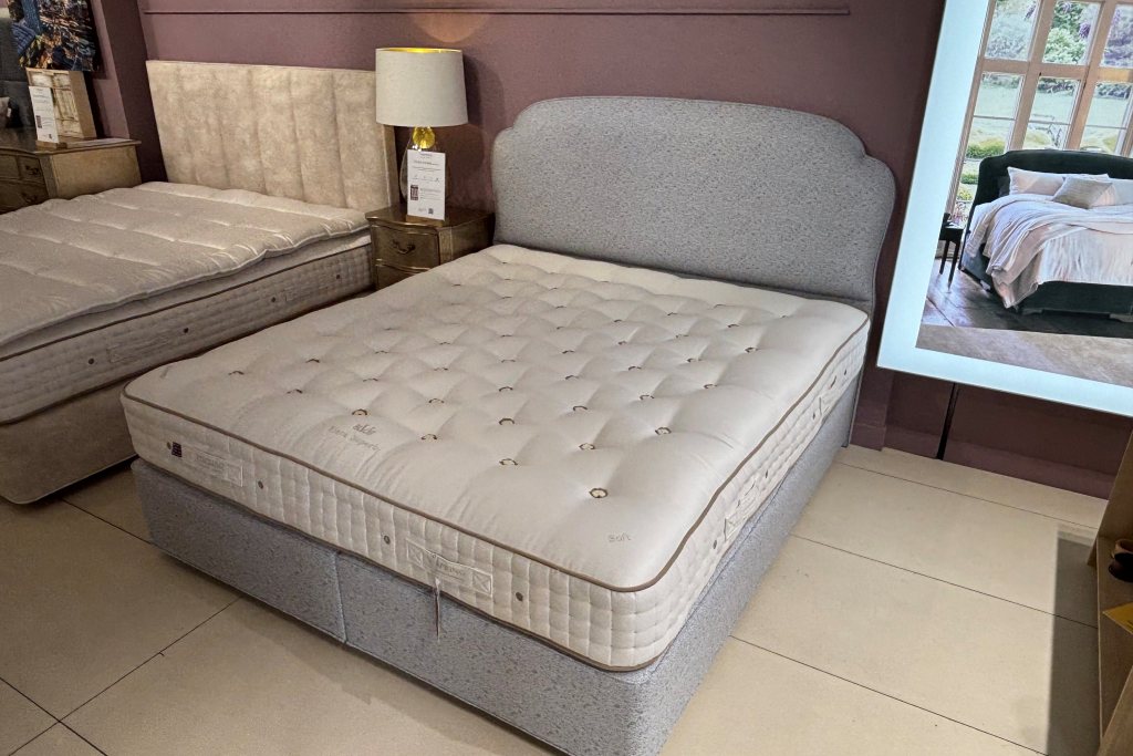 Vispring Tiara Superb Divan Set with Moncorvo Headboard - Ex Display Vispring Tiara Superb Divan Set with Moncorvo Headboard - Ex Display