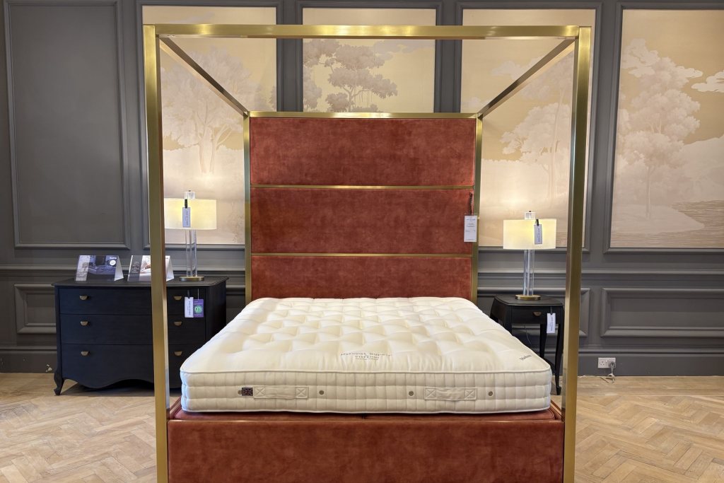 Hoxton Four Poster + Vispring Baronet Mattress & Bed Base  - Superking - Ex Display Hoxton Four Poster + Vispring Baronet Mattress & Bed Base  - Superking - Ex Display