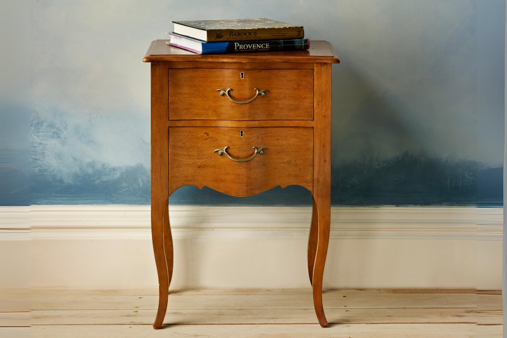 Bombe Bedside Table Chest Antique Pecan