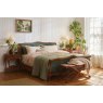 Louis XV Upholstered Bed Antique Pecan - Marina Forest Green