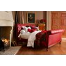 Bonaparte Deep Buttoned Bed - Red Leather Claret