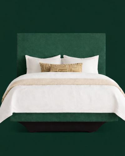 The Freya Bed with floating base, upholstered in Plush Conifer. Discover the Signature Collection and... The Freya Bed with floating base, upholstered in Plush Conifer. Discover the Signature Collection and...