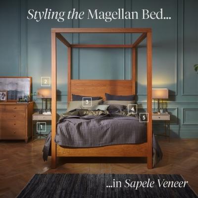 Style the Magellan Bed in Sapele Veneer The Magellan Bed is the latest addition to our four poster co...